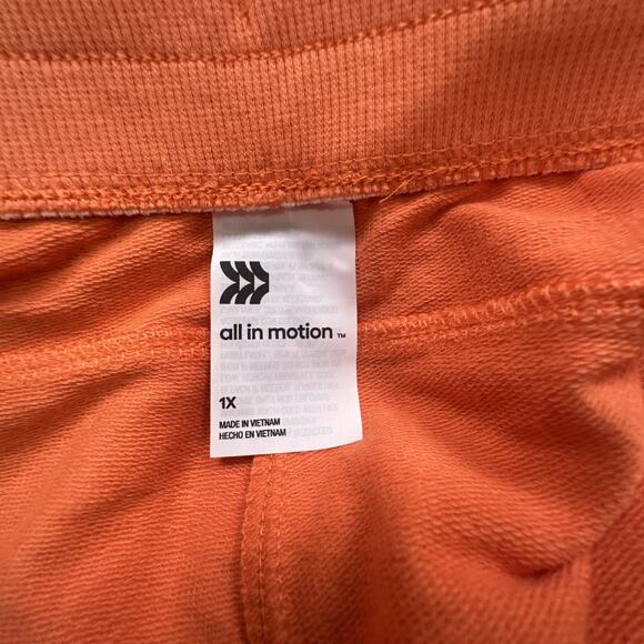 NWT All In Motion French Terry Mid Rise Shorts With Pockets Coral Orange Size 1X - Picture 9 of 11